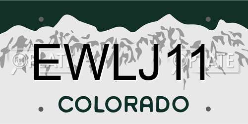 EWLJ11 Colorado License Plate