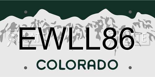 EWLL86 Colorado License Plate