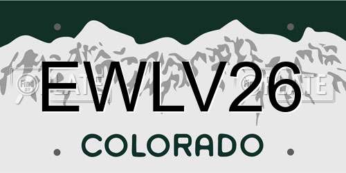 EWLV26 Colorado License Plate
