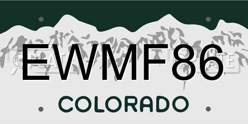 EWMF86 Colorado License Plate