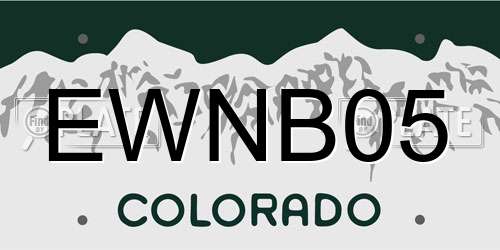 EWNB05 Colorado License Plate