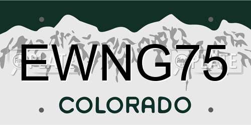 EWNG75 Colorado License Plate
