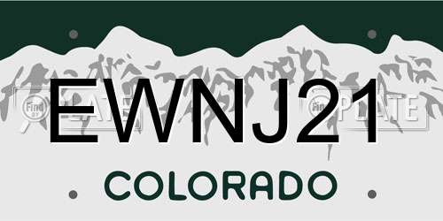 EWNJ21 Colorado License Plate