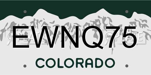 EWNQ75 Colorado License Plate