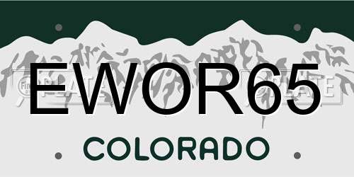 EWOR65 Colorado License Plate