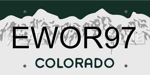 EWOR97 Colorado License Plate