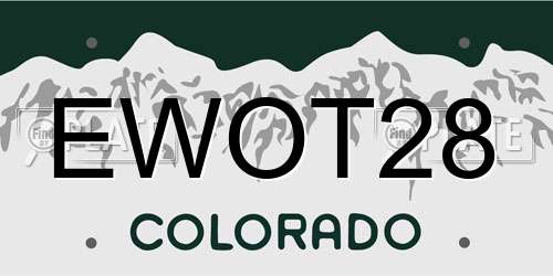 EWOT28 Colorado License Plate
