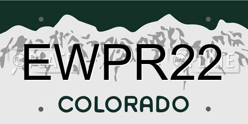 EWPR22 Colorado License Plate
