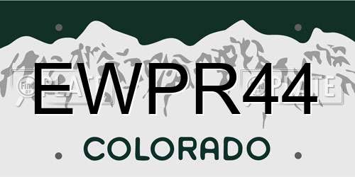 EWPR44 Colorado License Plate