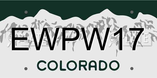 EWPW17 Colorado License Plate