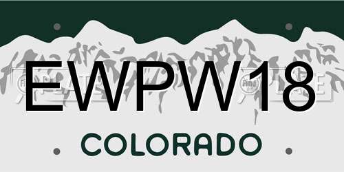 EWPW18 Colorado License Plate