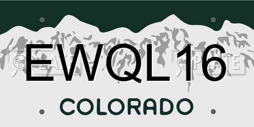 EWQL16 Colorado License Plate