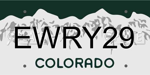 EWRY29 Colorado License Plate