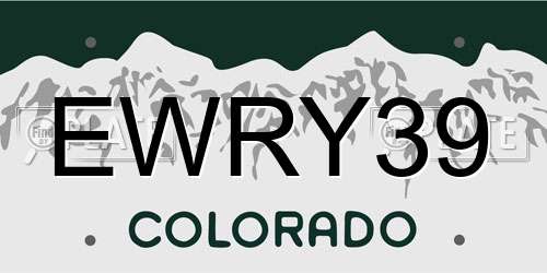 EWRY39 Colorado License Plate