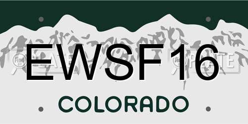 EWSF16 Colorado License Plate