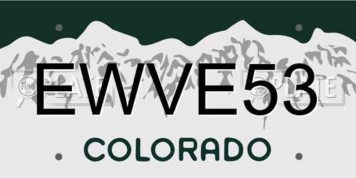 EWVE53 Colorado License Plate