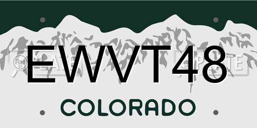 EWVT48 Colorado License Plate