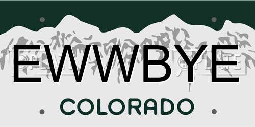 EWWBYE Colorado License Plate