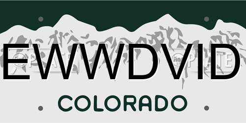 EWWDVID Colorado License Plate