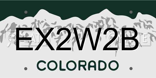 EX2W2B Colorado License Plate