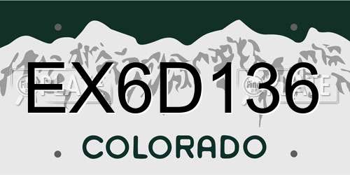 EX6D136 Colorado License Plate