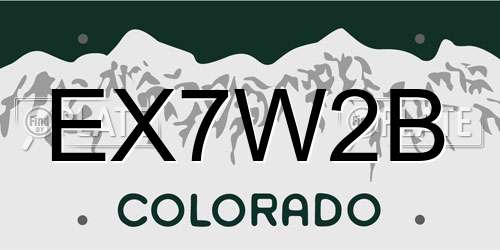 EX7W2B Colorado License Plate