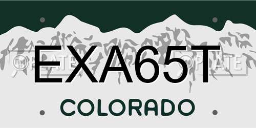 EXA65T Colorado License Plate