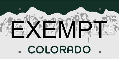 EXEMPT Colorado License Plate