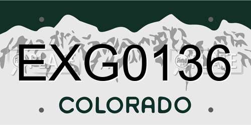 EXG0136 Colorado License Plate