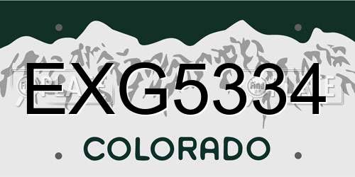 EXG5334 Colorado License Plate