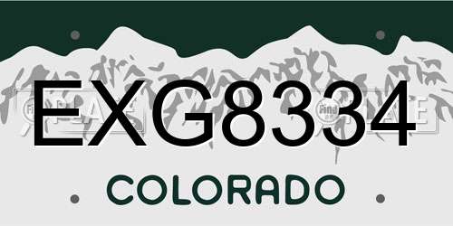 EXG8334 Colorado License Plate