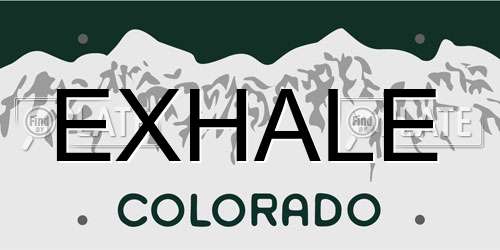 EXHALE Colorado License Plate