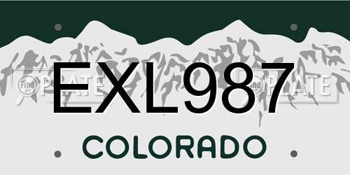 EXL987 Colorado License Plate