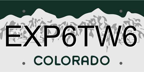 EXP6TW6 Colorado License Plate