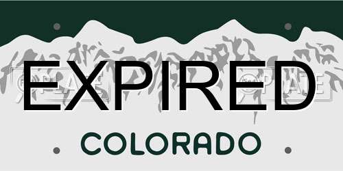 EXPIRED Colorado License Plate
