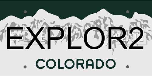 EXPLOR2 Colorado License Plate