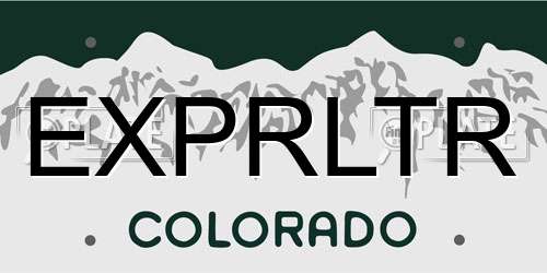 EXPRLTR Colorado License Plate