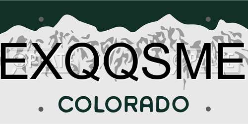 EXQQSME Colorado License Plate