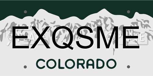 EXQSME Colorado License Plate
