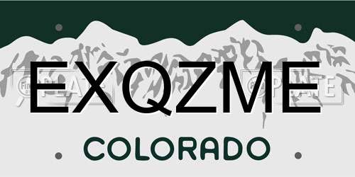 EXQZME Colorado License Plate