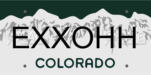 EXXOHH Colorado License Plate