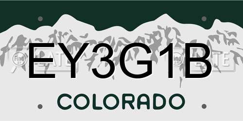 EY3G1B Colorado License Plate
