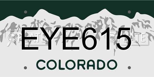 EYE615 Colorado License Plate