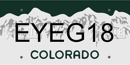 EYEG18 Colorado License Plate