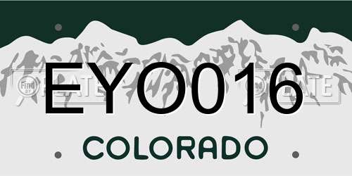 EYO016 Colorado License Plate