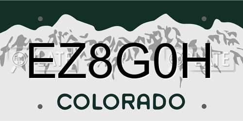 EZ8G0H Colorado License Plate