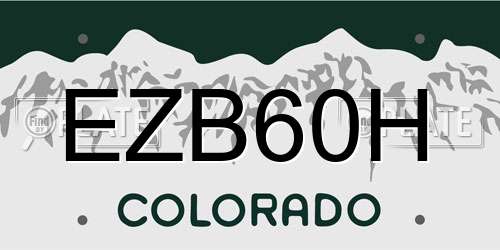 EZB60H Colorado License Plate