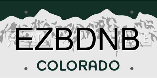 EZBDNB Colorado License Plate