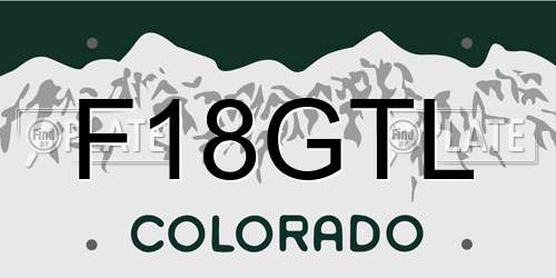 F18GTL Colorado License Plate