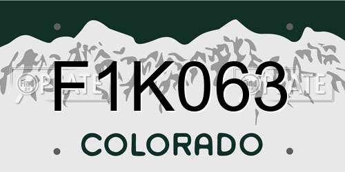 F1K063 Colorado License Plate
